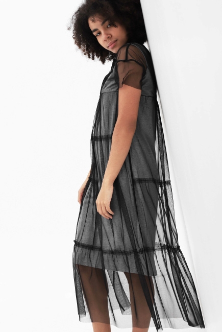 Платье для беременных и кормящих с сеткой, серый меланж