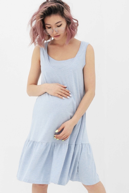 Платье для беременных и кормящих, цвет голубой меланж