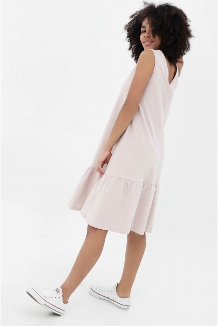 Платье для беременных и кормящих с воланом, бежевый меланж