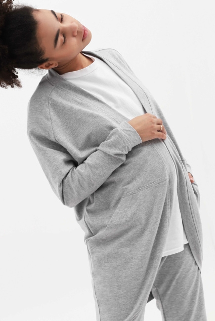 Жакет для беременных и кормящих с карманами, цвет серый меланж
