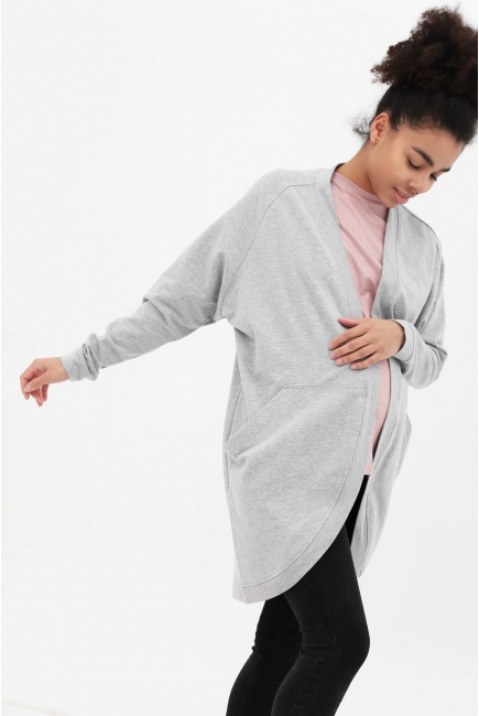 Жакет для беременных и кормящих с карманами, цвет серый меланж