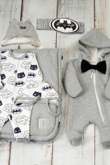 Комплект на выписку демисезонный, Batman Gray (6 предметов)