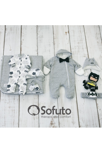 Комплект на выписку холодная зима, Baby Batman (7 предметов)