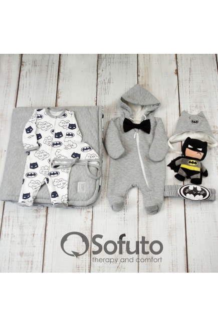 Комплект на выписку демисезонный, Batman Gray (6 предметов)