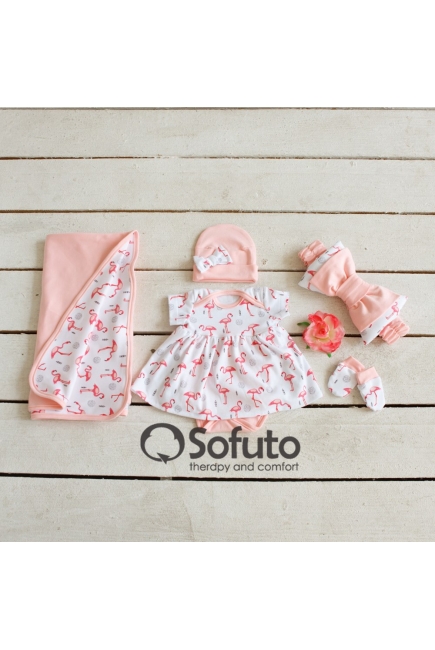 Комплект на выписку из роддома жаркое лето Flamingo (5 предметов)