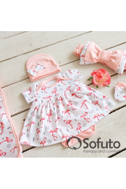 Комплект на выписку из роддома жаркое лето Flamingo (5 предметов)