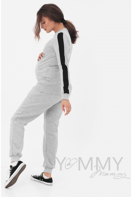 Брюки для беременных и родивших с начесом, серый меланж - скидка