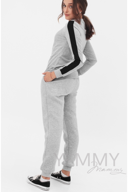 Брюки для беременных и родивших с начесом, серый меланж - скидка