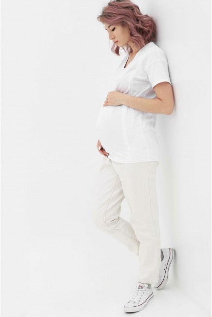 Футболка для кормящих и беременных, белая