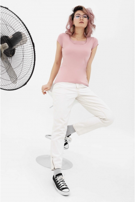 Футболка для кормящих и беременных, пудрово-розовая