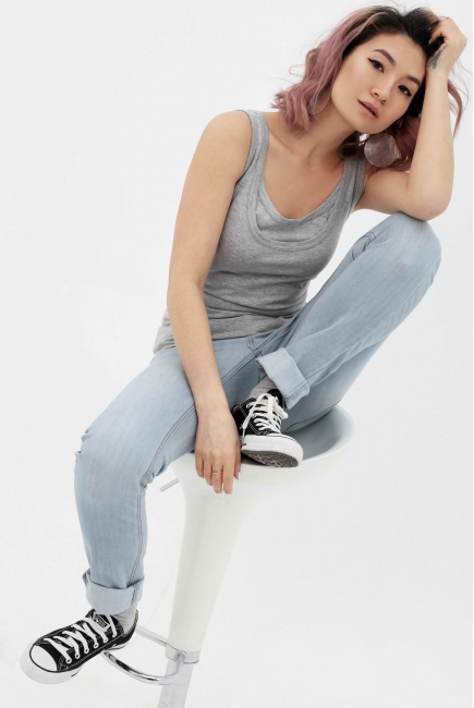 Майка для беременных и кормящих, цвет серый меланж