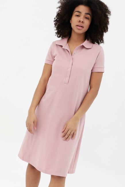 Платье - поло для беременных и кормящих, пудрово-розовое