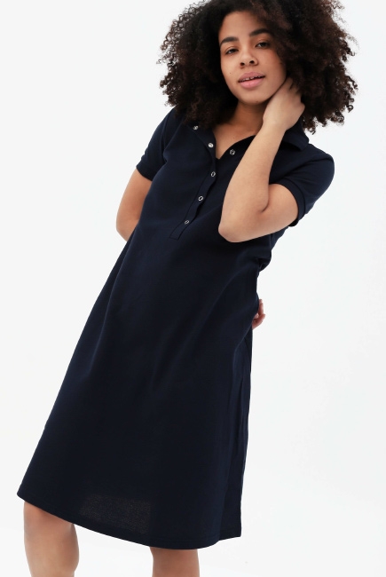 Платье - поло для беременных и кормящих, цвет синий