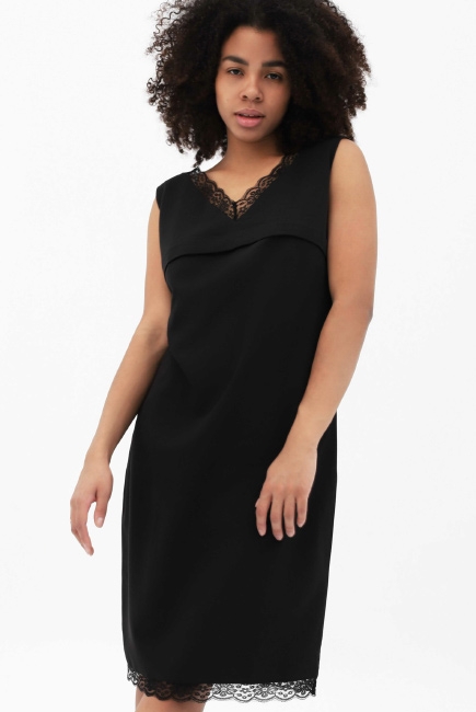 Платье для кормящих и беременных с кружевом, черное