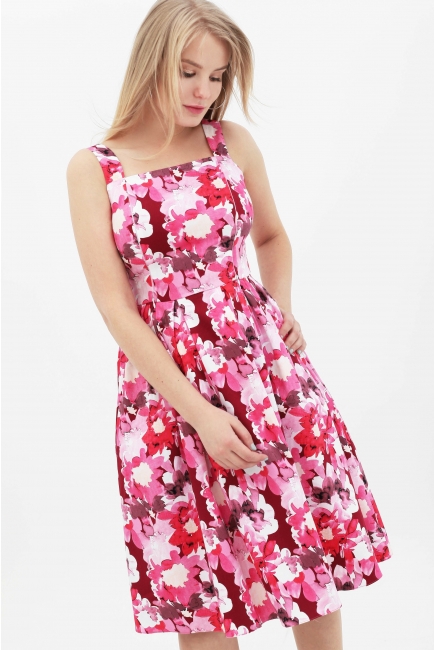 Платье-сарафан для кормящий и беременных с цветочным принтом, розовое