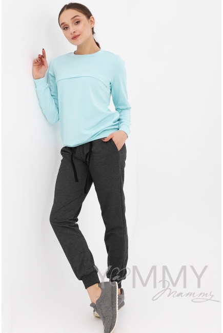Свитшот для беременных и кормящих с секретом на молнии, цвет ментоловый