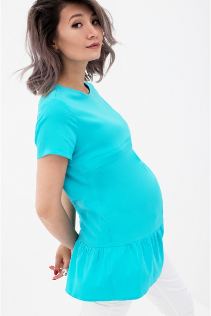 Блуза для кормящих и беременных с воланом, цвет бирюзовый