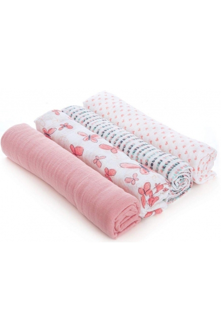 Пеленки муслиновые Aden by Aden&Anais для новорожденных, большие, набор 4, Butterflies