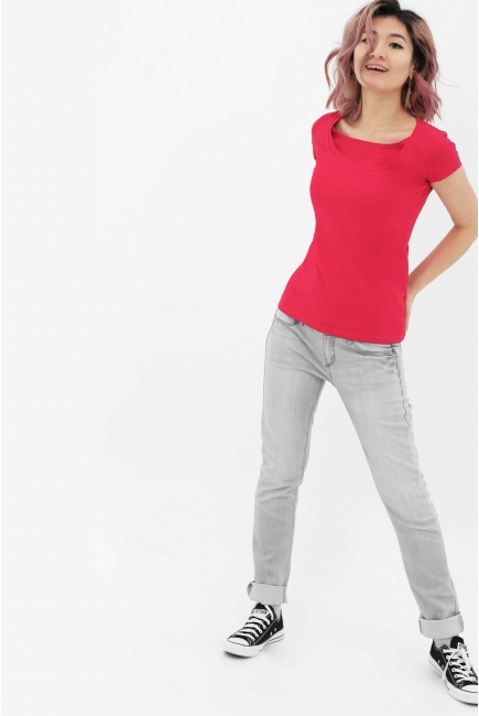 Футболка для беременных и кормящих, малиновая