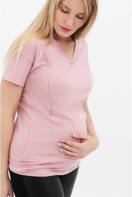 Футболка для кормящих и беременных, цвет пудрово-розовый