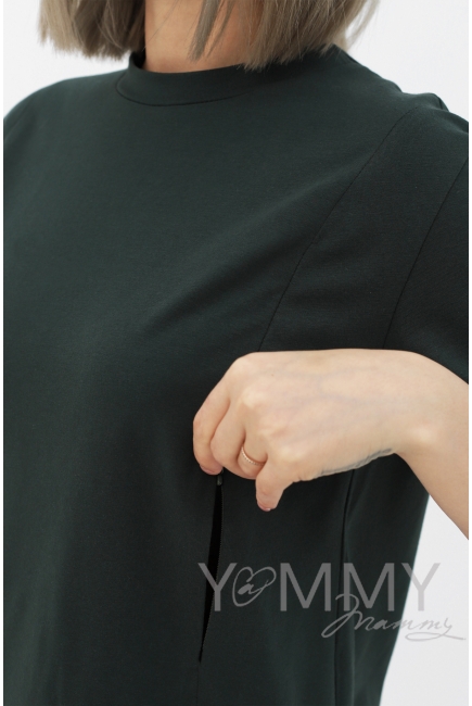 Футболка для кормящих и беременных с вырезом на спинке, хаки