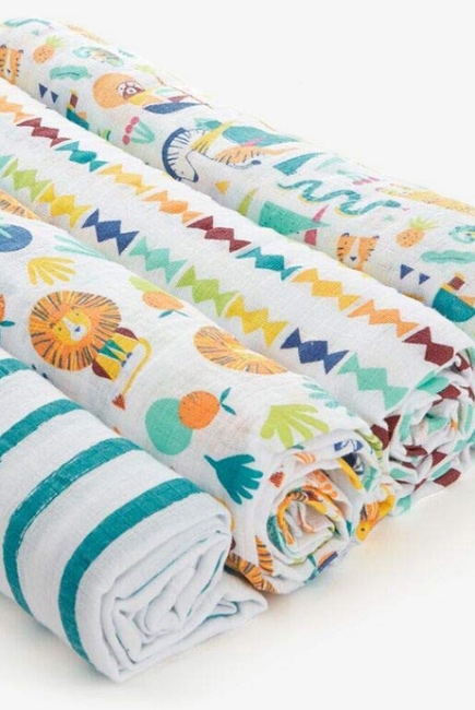 Пеленки муслиновые Aden by Aden Anais для новорожденных, большие, набор 4, Going Bananas