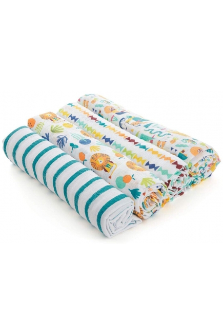 Пеленки муслиновые Aden by Aden Anais для новорожденных, большие, набор 4, Going Bananas