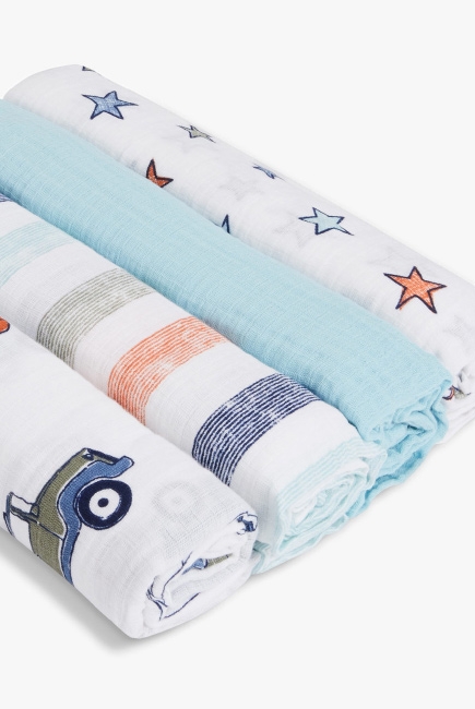 Пеленки муслиновые Aden by Aden&Anais, большие, набор 4, Hit The Road