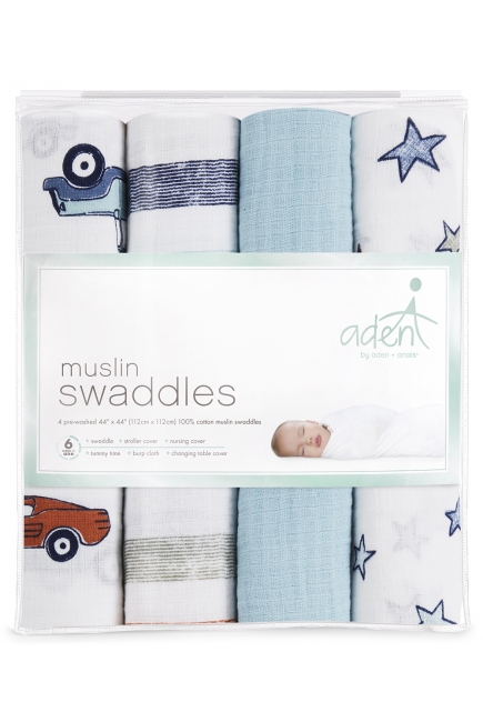 Пеленки муслиновые Aden by Aden&Anais, большие, набор 4, Hit The Road