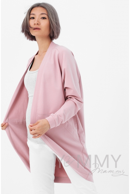 Кардиган для беременных и кормящих с карманами, розовый