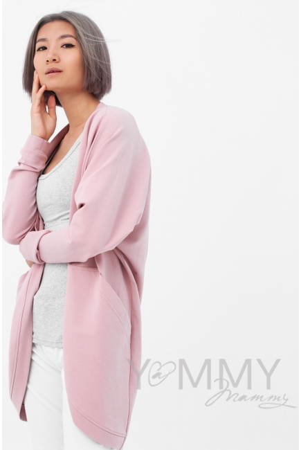 Кардиган для беременных и кормящих с карманами, розовый