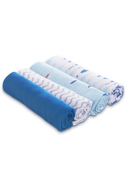 Муслиновые пеленки Aden by Aden Anais, большие, набор 4, Making Waves