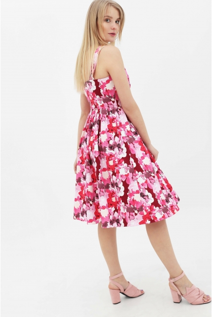 Платье-сарафан для кормящий и беременных с цветочным принтом, розовое