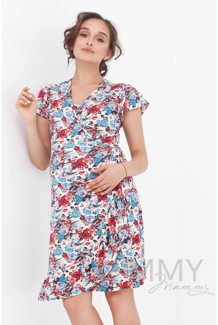 Платье для беременных и кормящих на запах, цветочный принт