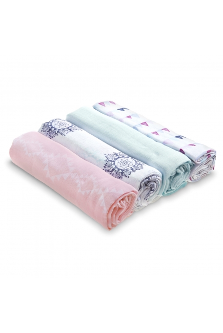 Муслиновые пеленки Aden by Aden&Anais, большие, набор 4, Pretty Pink