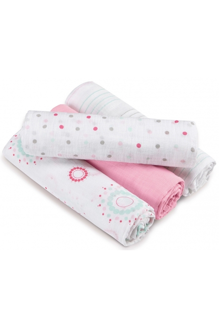 Пеленки муслиновые Aden by Aden&Anais для новорожденных, большие, набор 4, Sweet in Pink