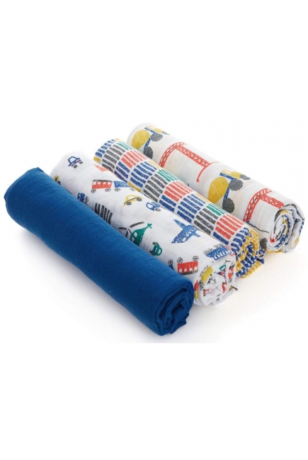 Муслиновые пеленки Aden by Aden&Anais, большие, набор 4, Trucking Along