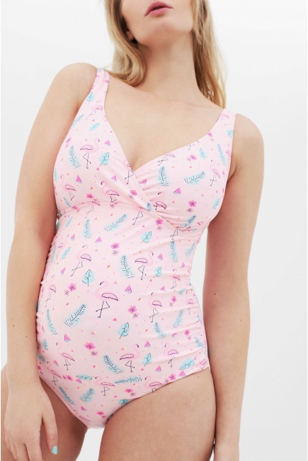 Купальник для беременных слитный, фламинго (светло-розовый)