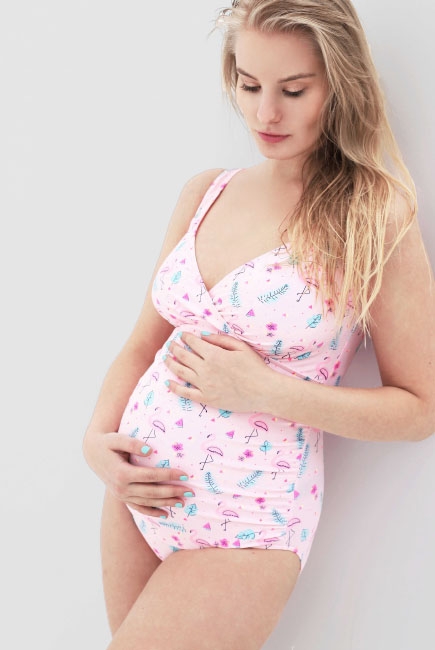 Купальник для беременных слитный, фламинго (светло-розовый)