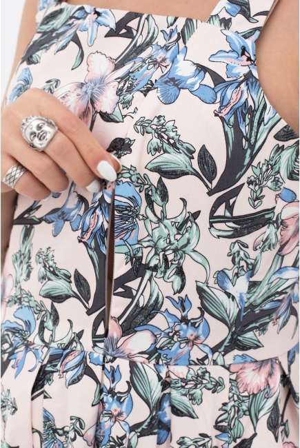 Платье-сарафан для кормящих и беременных с цветочным принтом, цвет персиковый