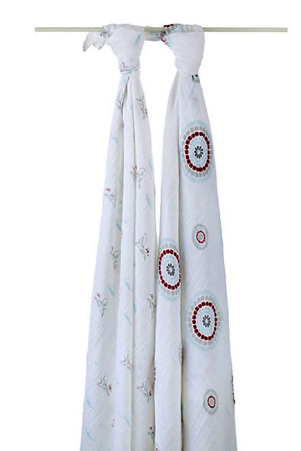 Aden&Anais набор 2 больших муслиновых пеленок, Liam the Brave Dogs+Medallions (храбрый пес круги)