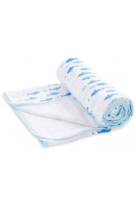 Одеяло муслиновое для коляски Aden by Aden Anais, Making Waves-Sharks