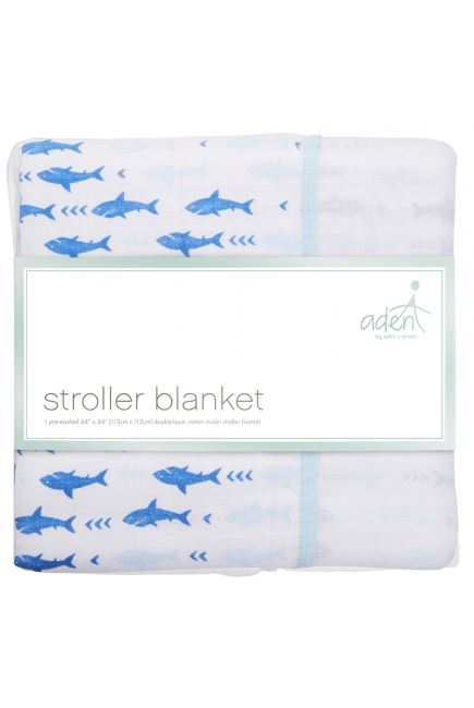 Одеяло муслиновое для коляски Aden by Aden Anais, Making Waves-Sharks