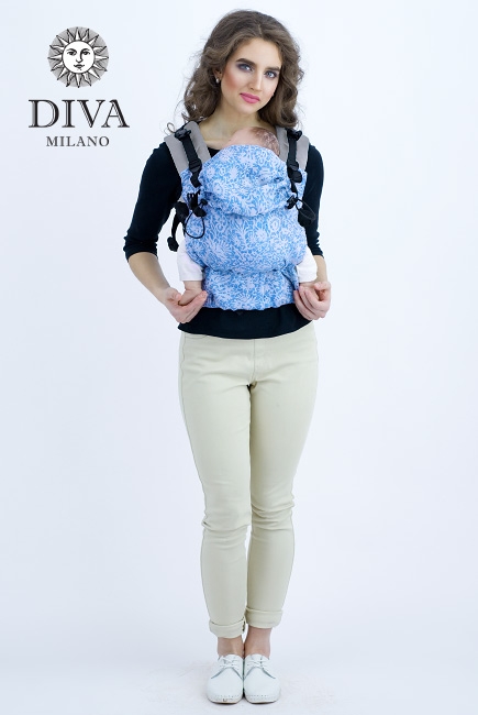 Эрго-рюкзак для новорожденных Diva Milano Veneziano Cielo Simple One! с шелком и льном