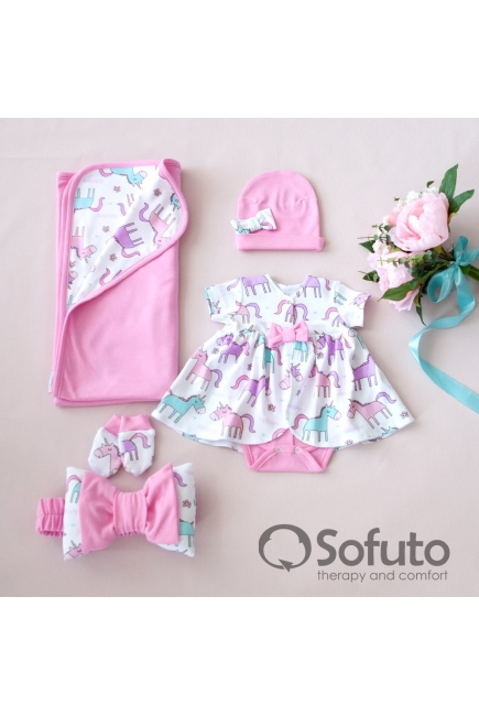 Комплект на выписку жаркое лето, Unicorn (5 предметов)