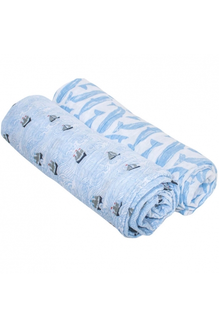 Муслиновые пеленки для новорожденного Bébé au Lait большие, High Seas/Moby