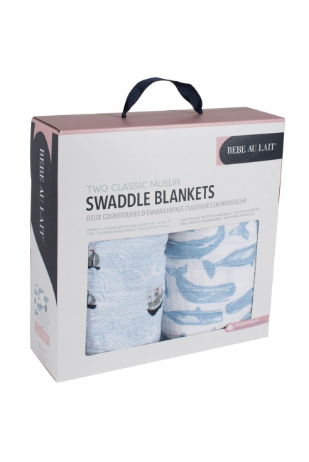 Муслиновые пеленки для новорожденного Bébé au Lait большие, High Seas/Moby