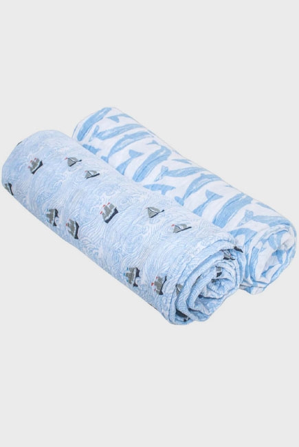 Муслиновые пеленки для новорожденного Bébé au Lait большие, High Seas/Moby