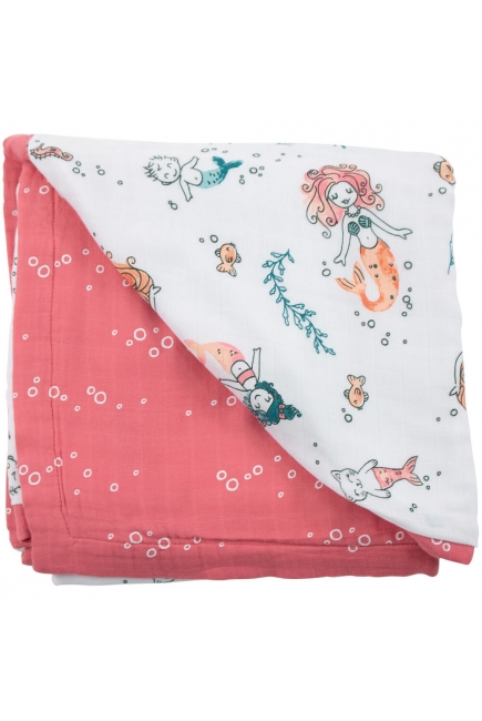 Муслиновое одеяло с бамбуком Bebe au Lait, Mermaid/Bubbles