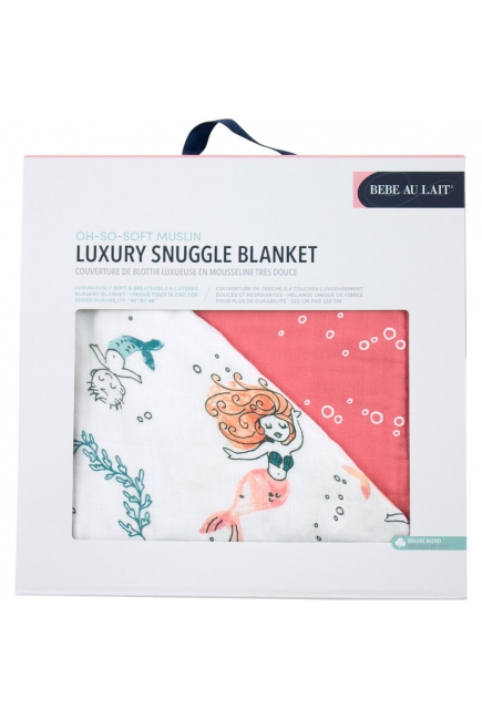 Муслиновое одеяло с бамбуком Bebe au Lait, Mermaid/Bubbles